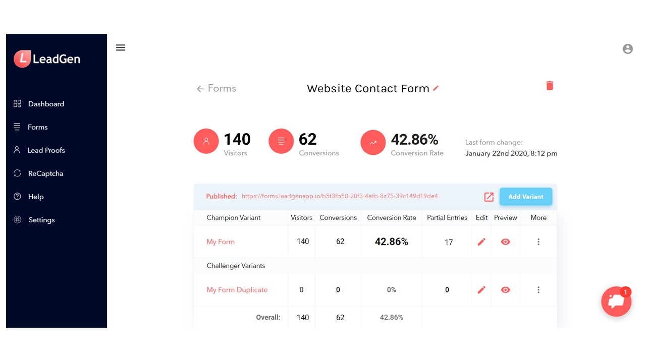 screenshot of LeadGen App